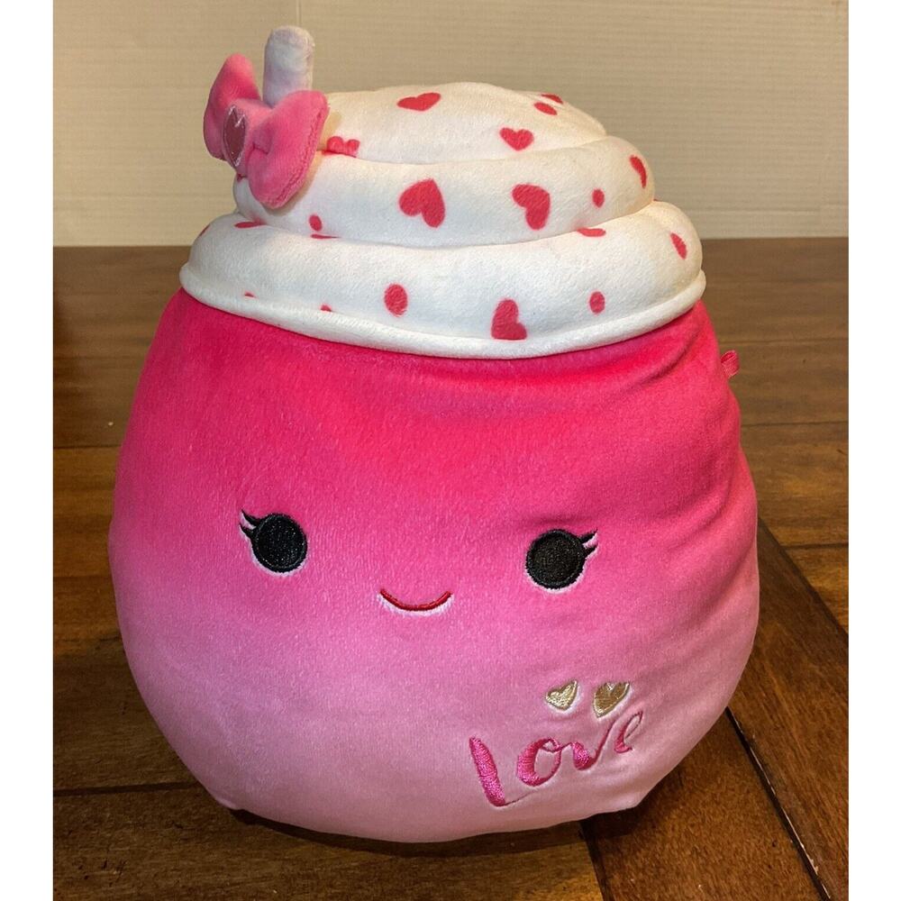 Squishmallow Pink Milkshake Love/Hearts 9" Soft Stuffed Toy 2023 (No Hang Tags)